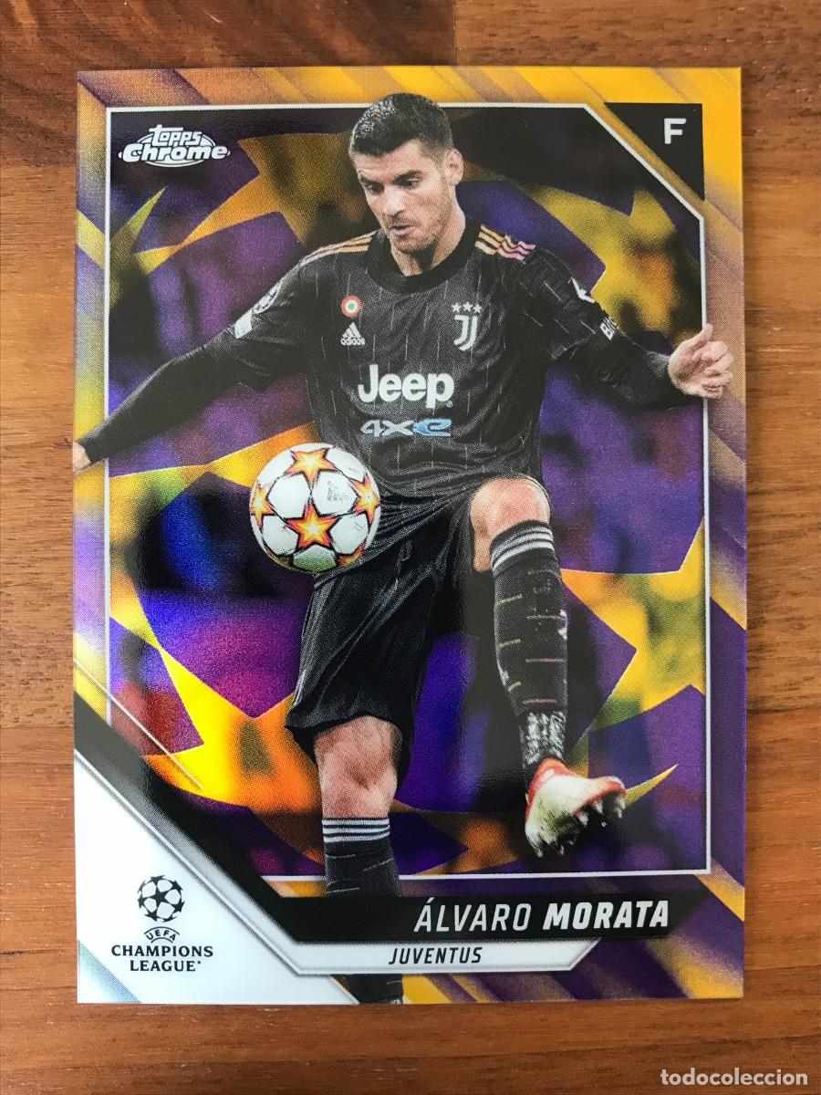Cromos de f&uacute;tbol: ALVARO MORATA - JUVENTUS - PURPLE GOLD STARBALL REFRACTOR - TOPPS CHROME CHAMPIONS 2021 2022 21 22
