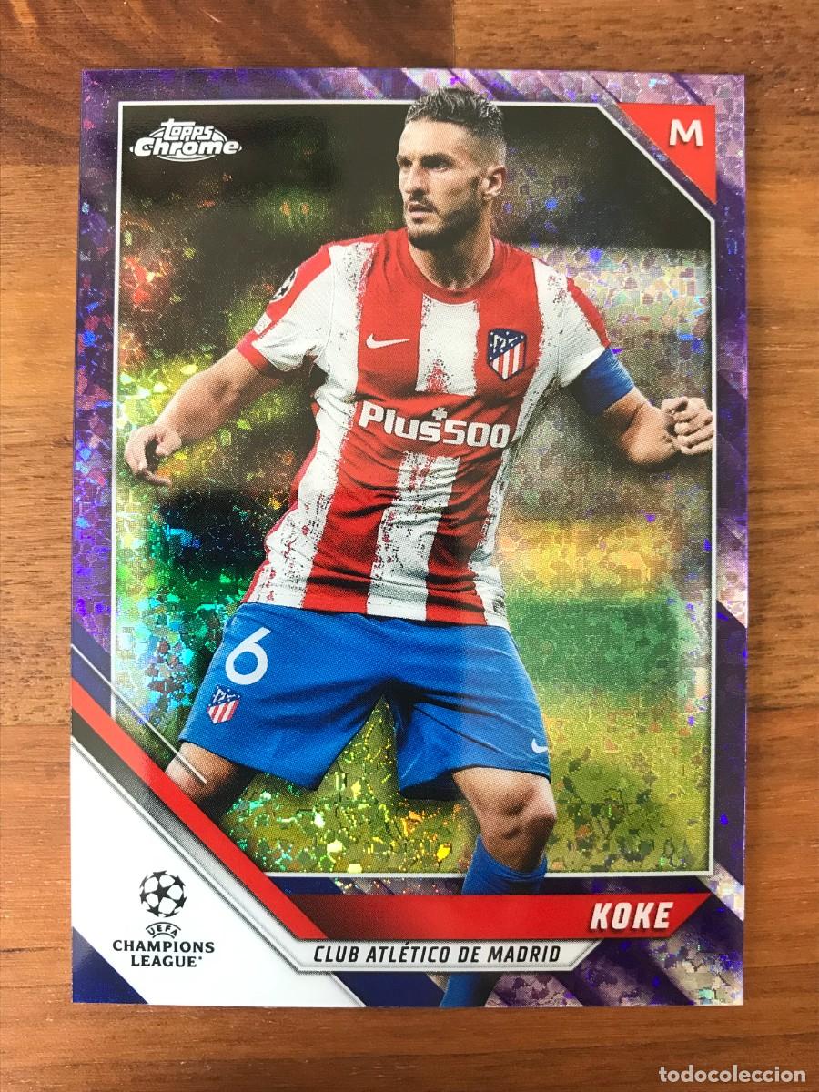 Cromos de f&uacute;tbol: KOKE - ATLETICO MADRID NUMERADA /250 PURPLE MINI DIAMOND REFRACTOR TOPPS CHROME CHAMPIONS 2021 2022