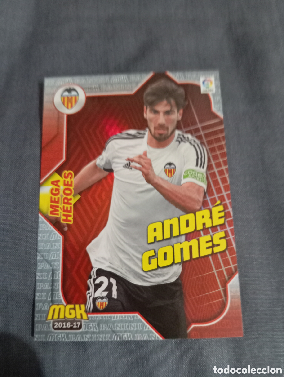 Cromos de f&uacute;tbol: Andr&eacute; Gomes Valencia MEGA HEROES n&deg;511 / PANINI MEGACRACKS 2016/2017
