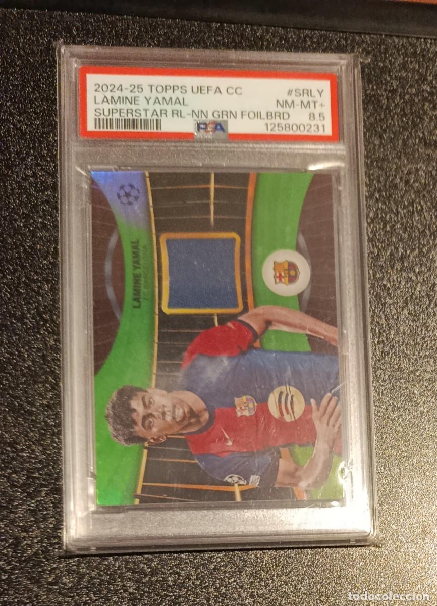 Football Stickers: Trozo camiseta USADA Lamine Yamal PSA 8.5 Topps Relic 24/25