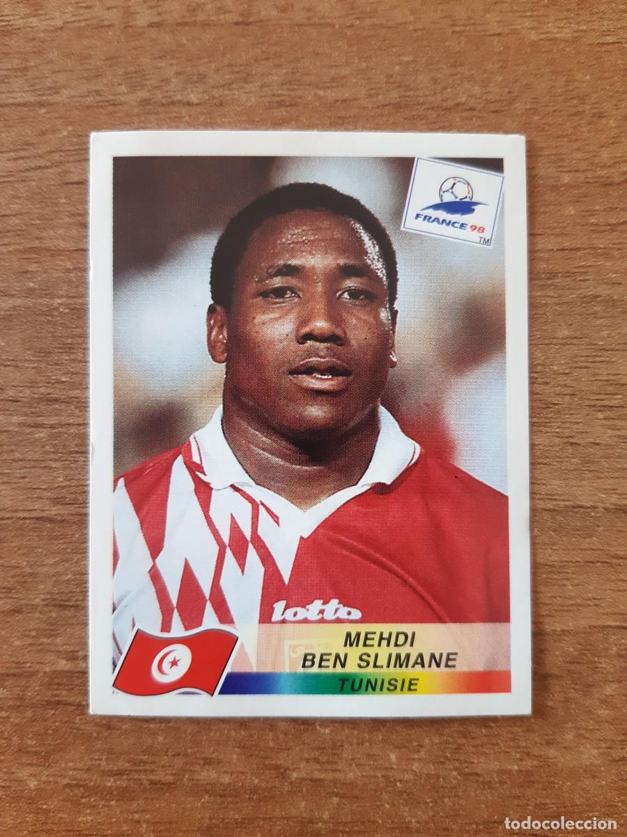 Cromos de f&uacute;tbol: N&deg;495 Mehdi Ben Slimane (T&uacute;nez) Mundial France 98 Francia 1998 PANINI. Trasera DANONE. Nunca pegado
