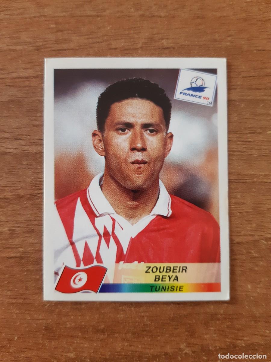 Cromos de f&uacute;tbol: N&deg;491 Zoubeir Beya (T&uacute;nez) Mundial France 98 Francia 1998 PANINI. Trasera DANONE. Nunca pegado