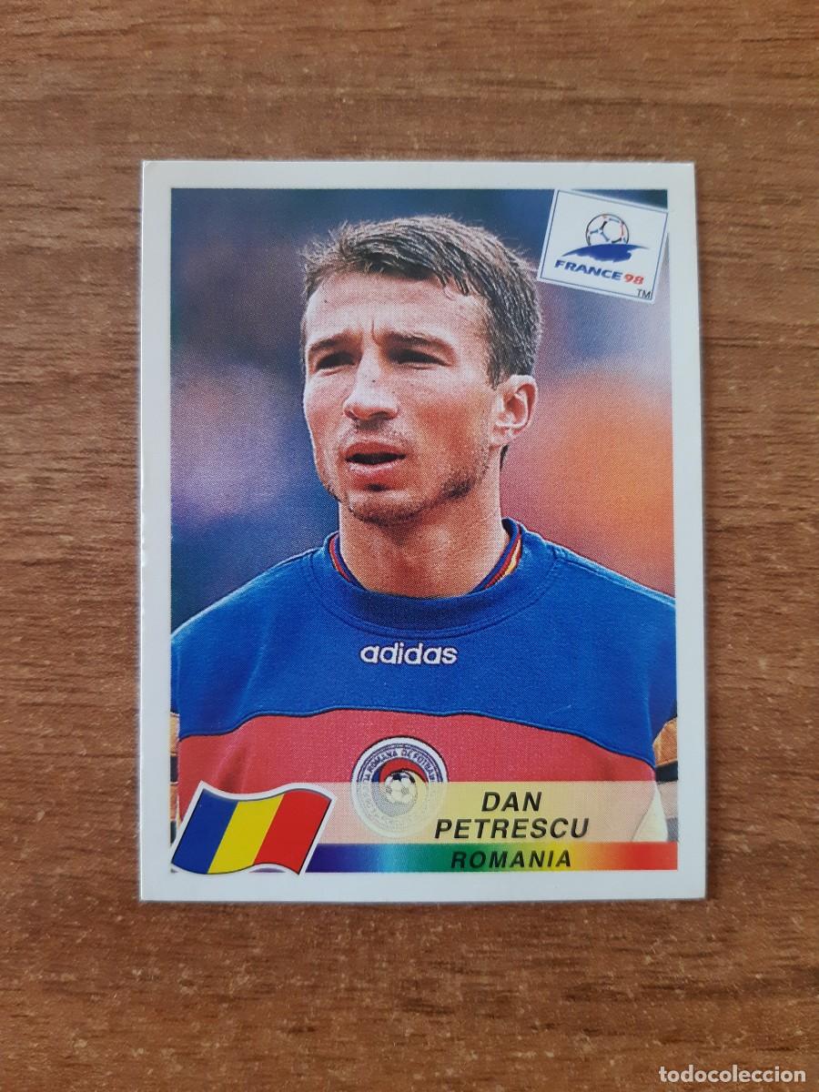Cromos de f&uacute;tbol: N&deg;430 Dan Petrescu (Ruman&iacute;a) Mundial France 98 Francia 1998 PANINI. Trasera DANONE. Nunca pegado