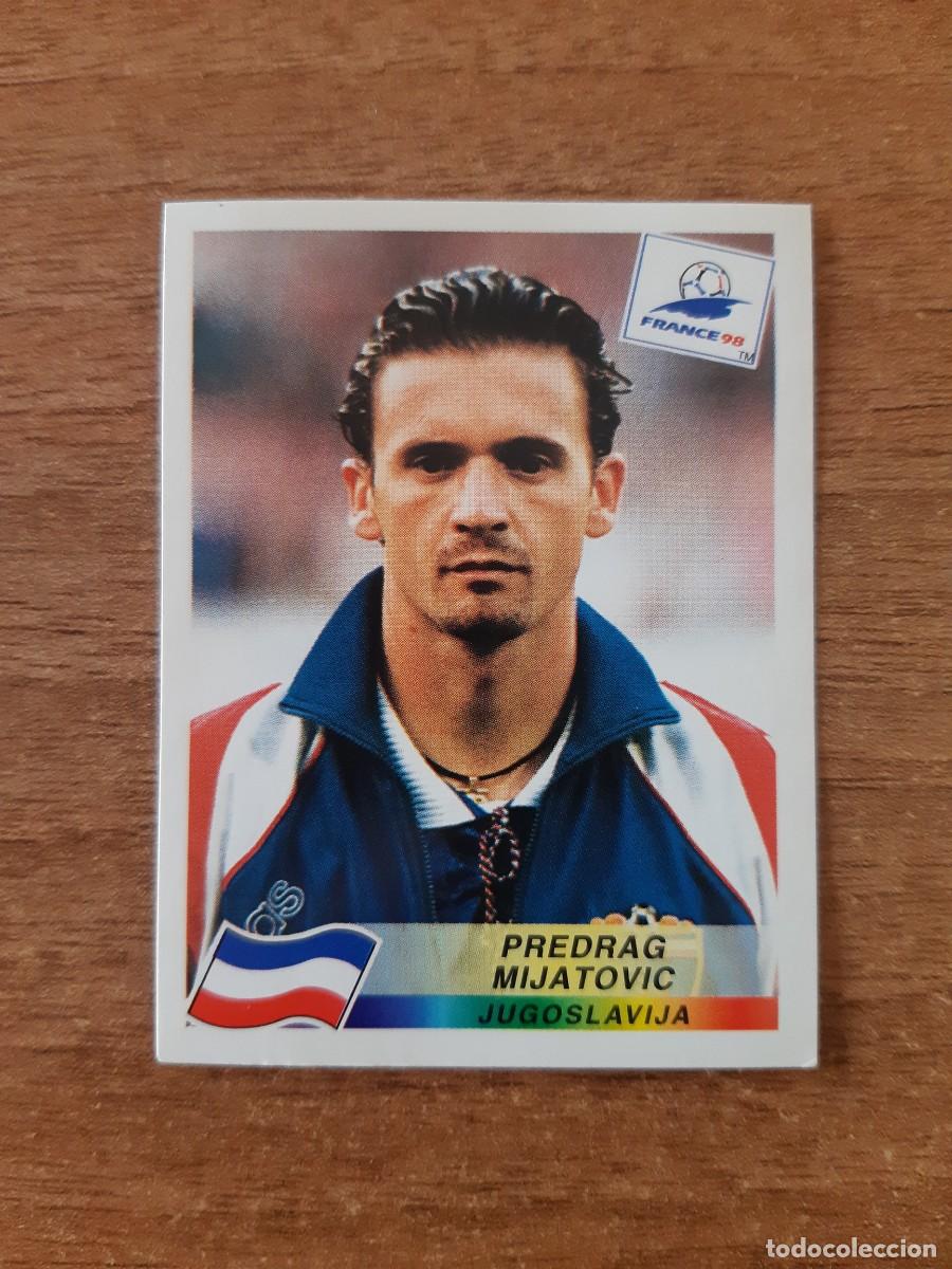 Cromos de f&uacute;tbol: N&deg;404 Peja Mijatovic Yugoslavia Mundial France 98 Francia 1998 PANINI. Trasera DANONE. Nunca pegado