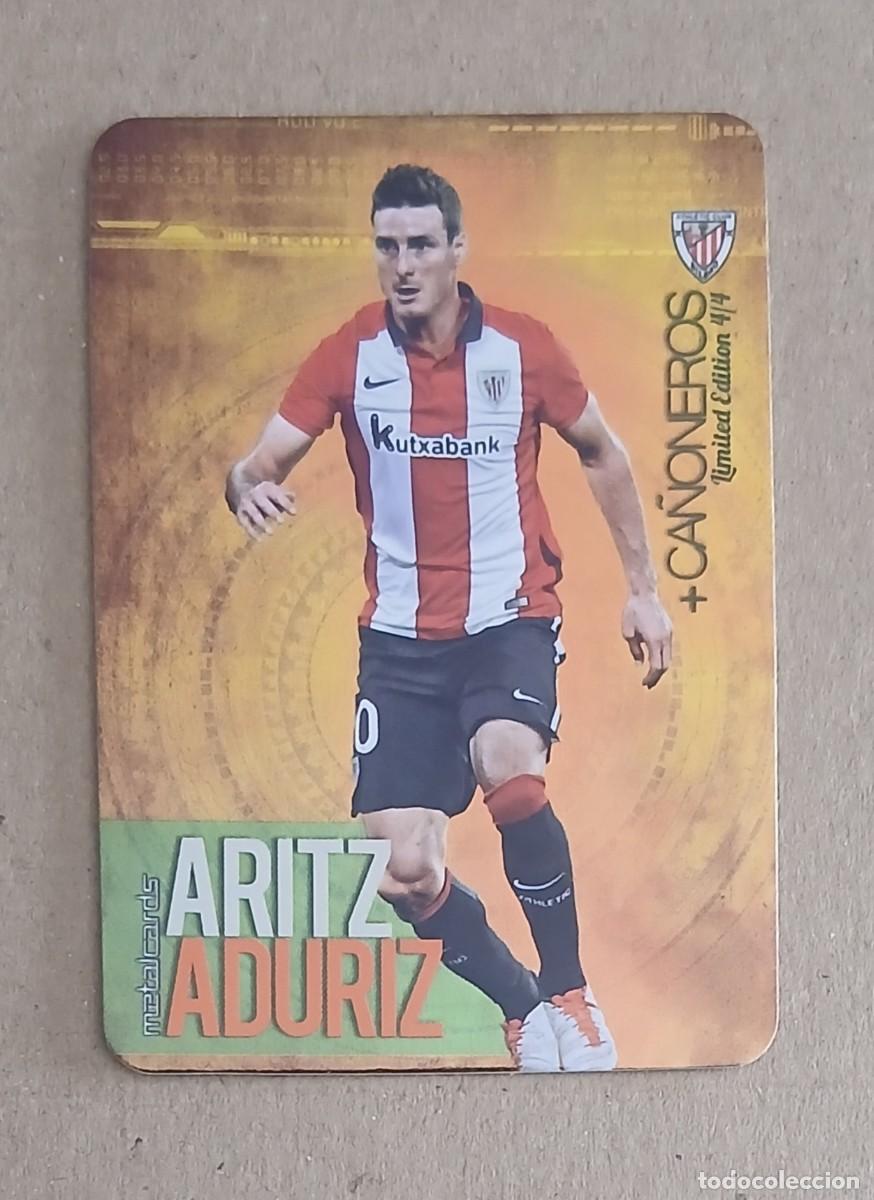 Cromos de f&uacute;tbol: CROMO 4/4 ARITZ ADURIZ LIMITED EDITION + CA&Ntilde;ONEROS BRILLO LISO ORO MUNDICROMO 2015-2016. Nuevo.
