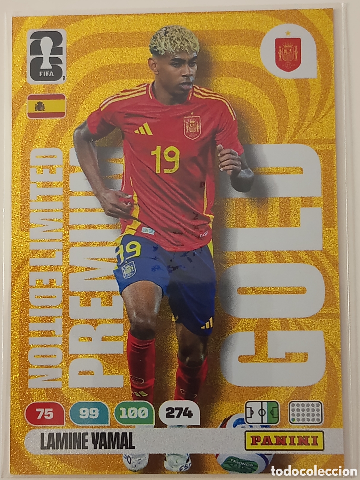 Cromos de f&uacute;tbol: Lamine Yamal premium gold world cup