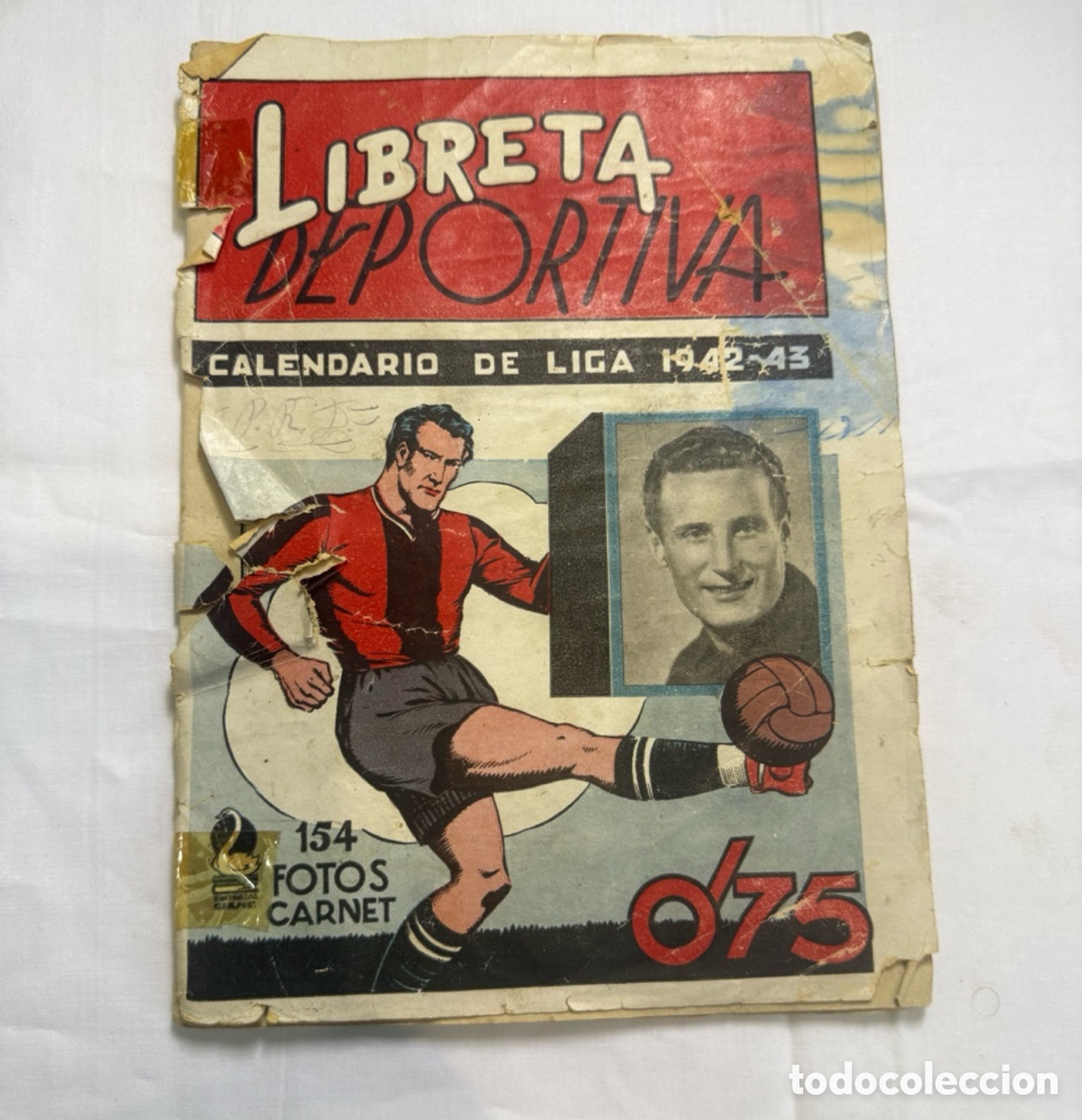 Cromos de f&uacute;tbol: Libreta Deportiva Calendario de Liga 1942-43 &ndash; 154 Fotos Carnet &ndash; Original de &eacute;poca