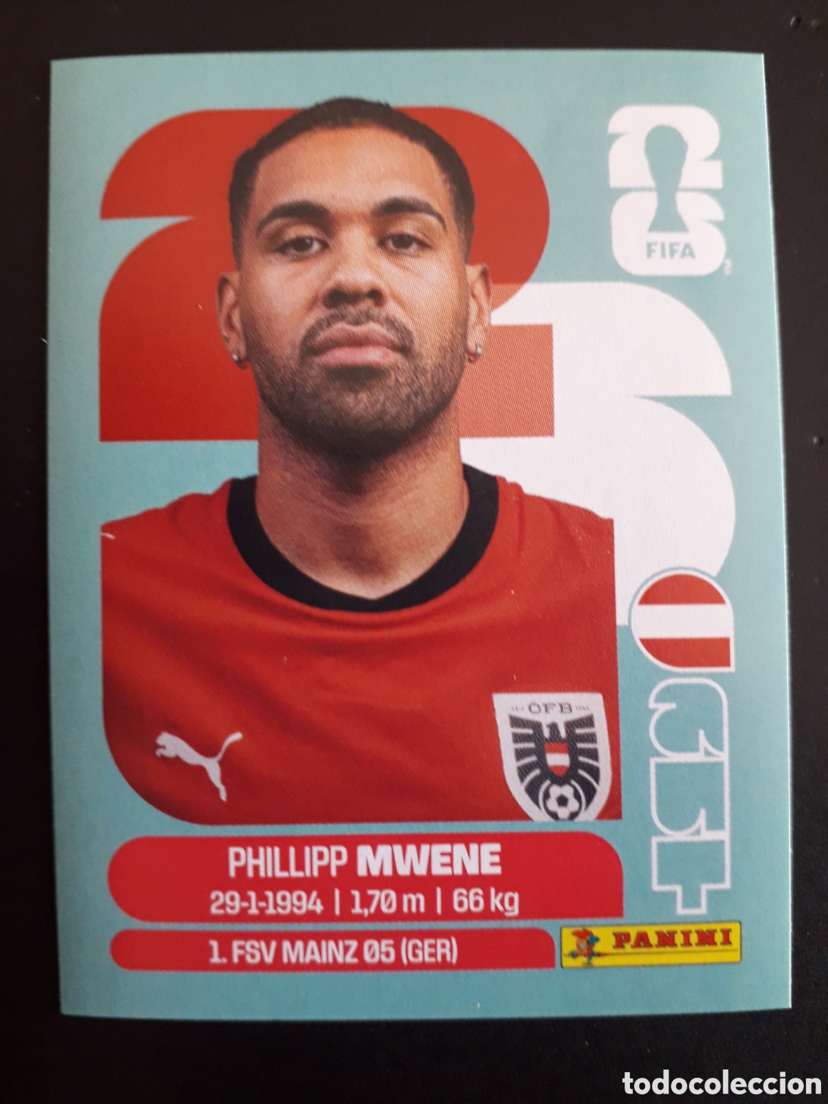 Cromos de f&uacute;tbol: MWENE AUSTRIA AUT 8 MUNDIAL F&Uacute;TBOL 2026 FIFA WORLD CUP PANINI SIN PEGAR PEDIDO M&Iacute;NIMO 3&euro;