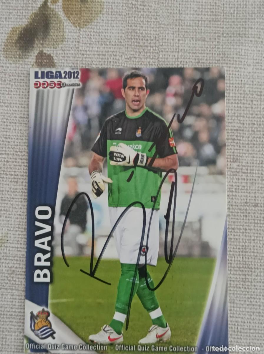 Cromos de f&uacute;tbol: Cromo futbol firmado Bravo