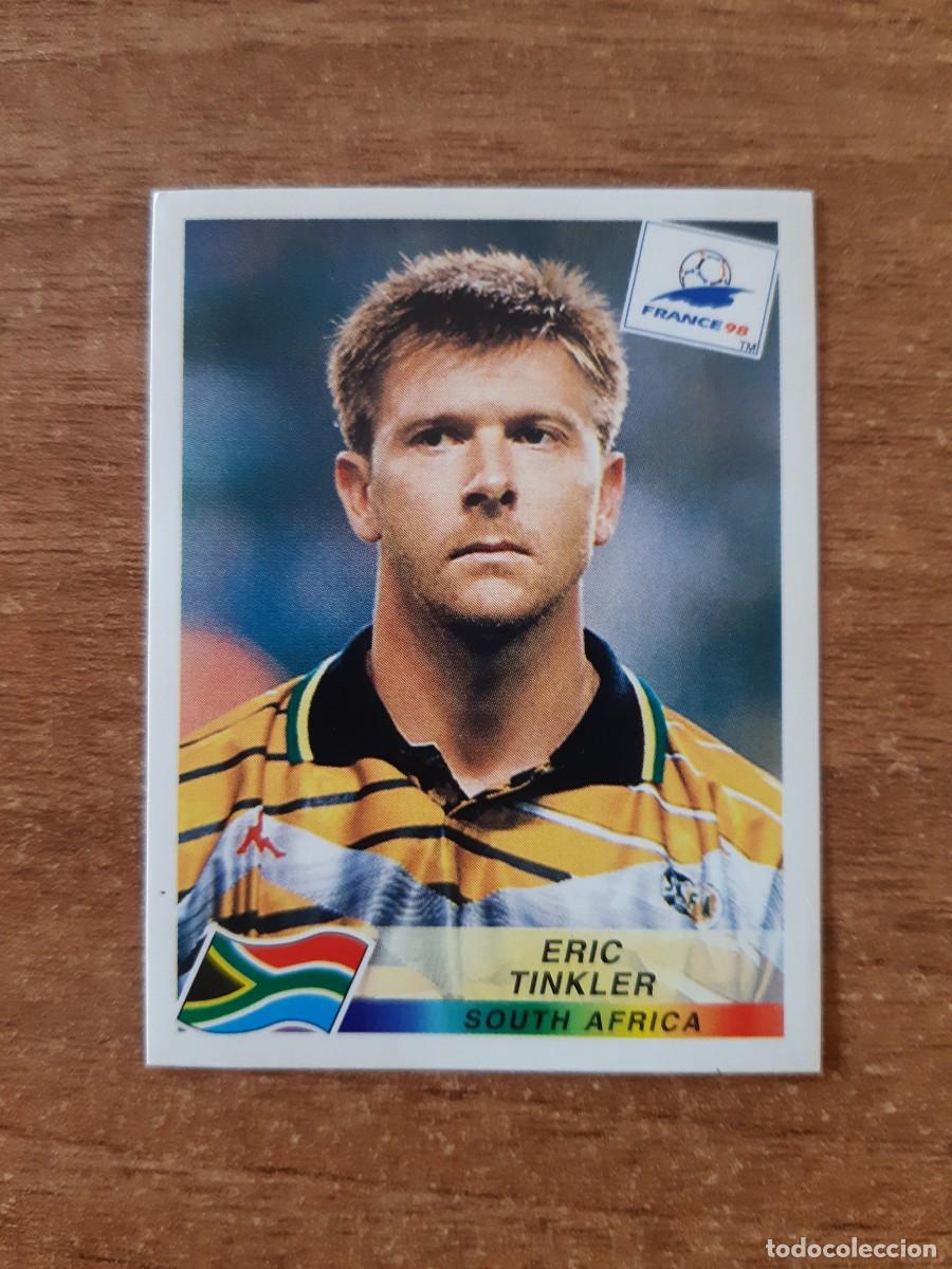 Cromos de f&uacute;tbol: N&deg;184 Eric Tinkler (Sud&aacute;frica) Mundial France 98 Francia 1998 PANINI. Trasera DANONE. Nunca pegado
