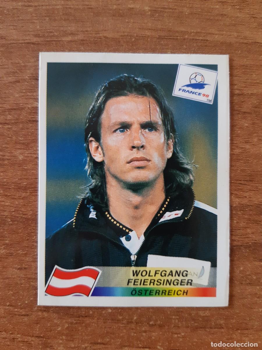 Fu&szlig;ball-Sticker: N&deg;142 Feiersinger (Austria) Mundial France 98 Francia 1998 PANINI. Trasera DANONE. Nunca pegado