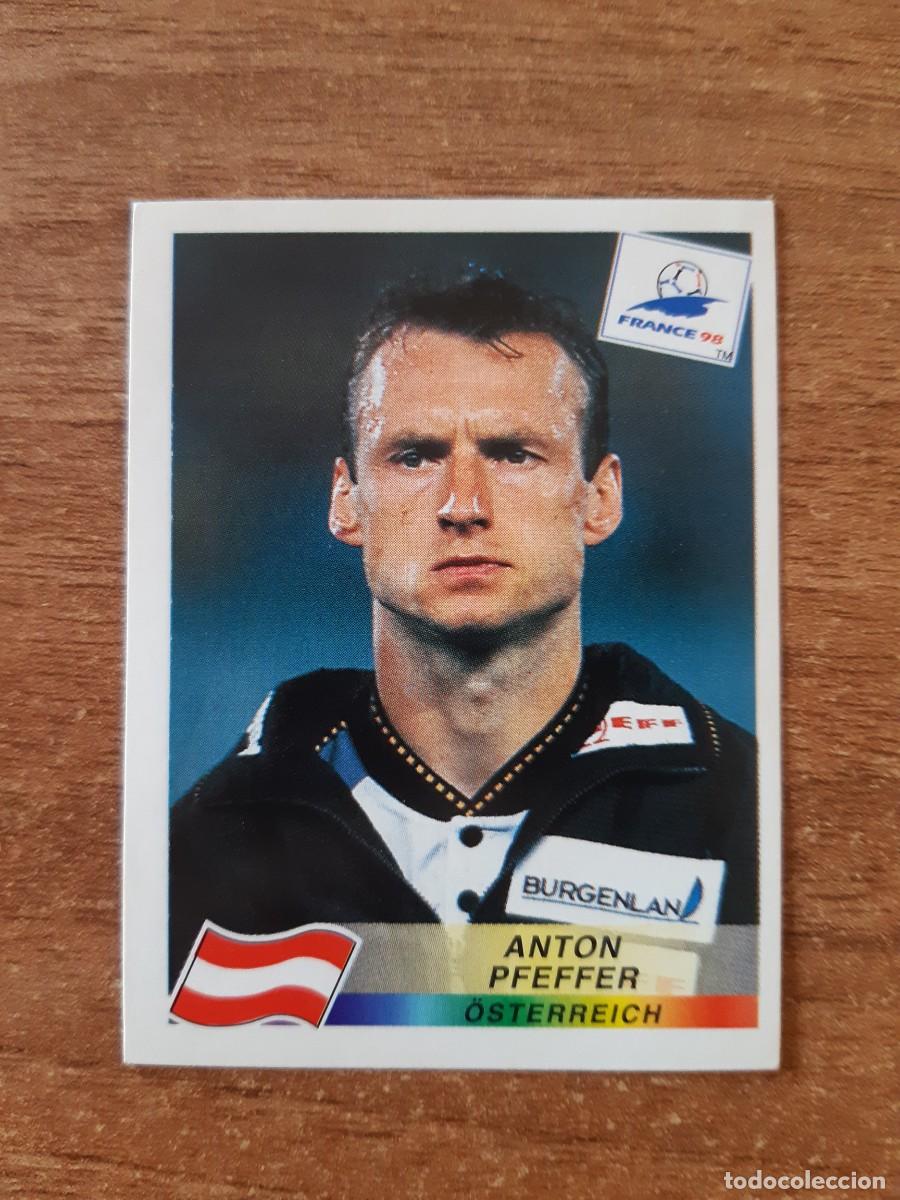 Cromos de f&uacute;tbol: N&deg;141 Anton Pfeffer (Austria) Mundial France 98 Francia 1998 PANINI. Trasera DANONE. Nunca pegado