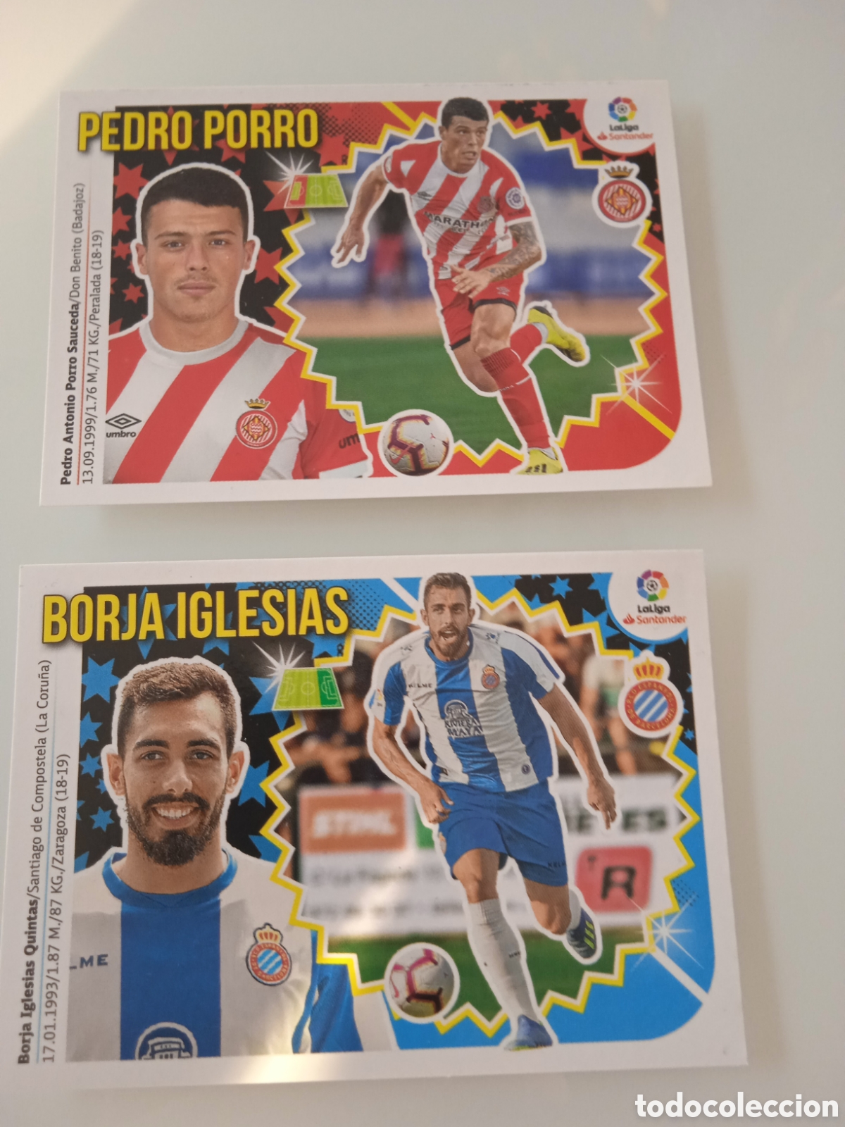 Cromos de f&uacute;tbol: Pedro Porro y Borja Iglesias la liga Panini