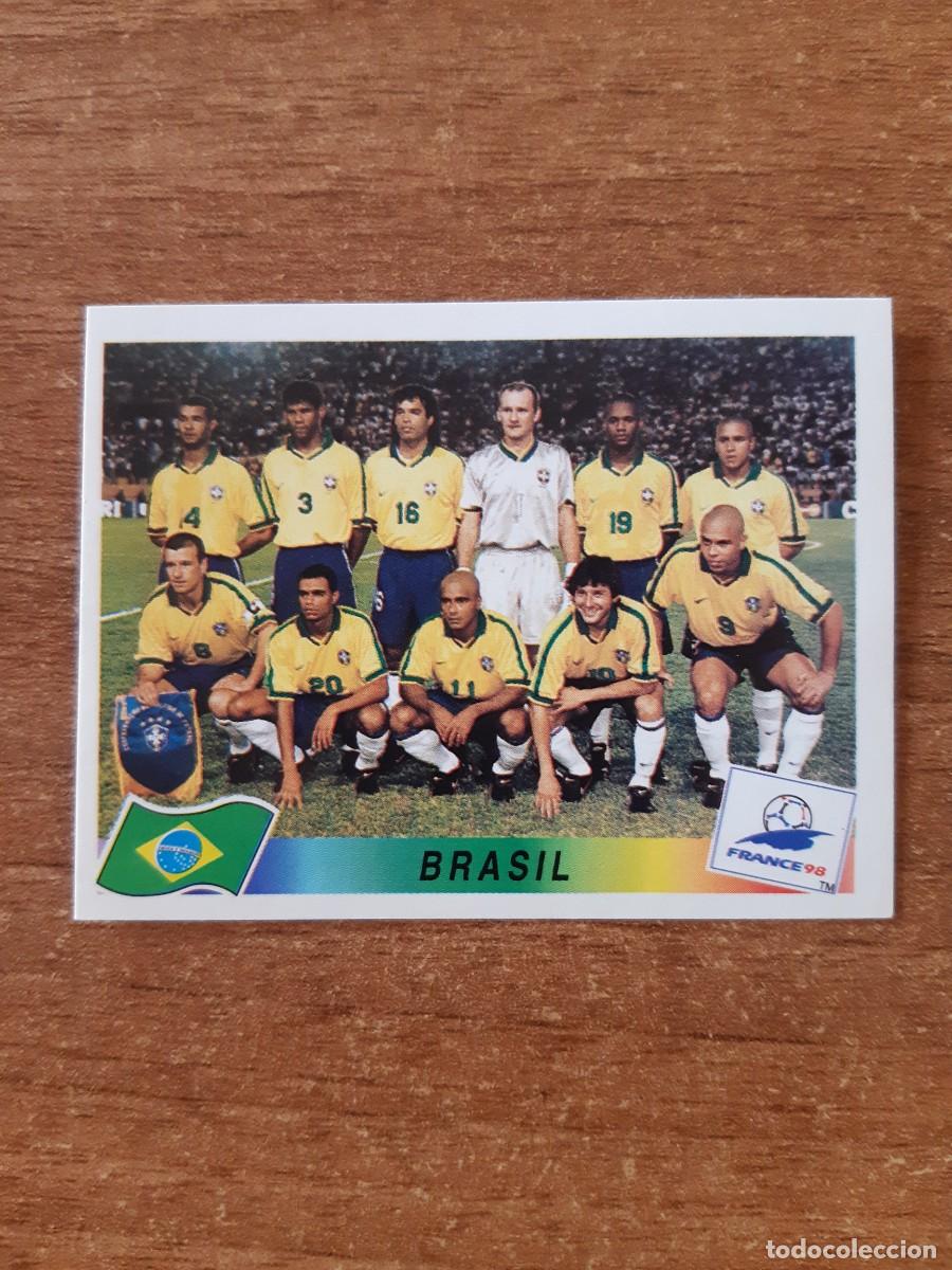 Cromos de f&uacute;tbol: N&deg;14 Alineaci&oacute;n Brasil Mundial France 98 Francia 1998 PANINI. Nunca pegado, sin pegar