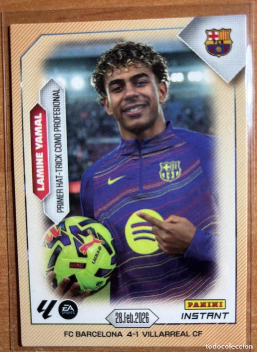 Cromos de f&uacute;tbol: PANINI INSTANT LAMINE YAMAL (FC BARCELONA) PRIMER HAT-TRICK COMO PROFESIONAL