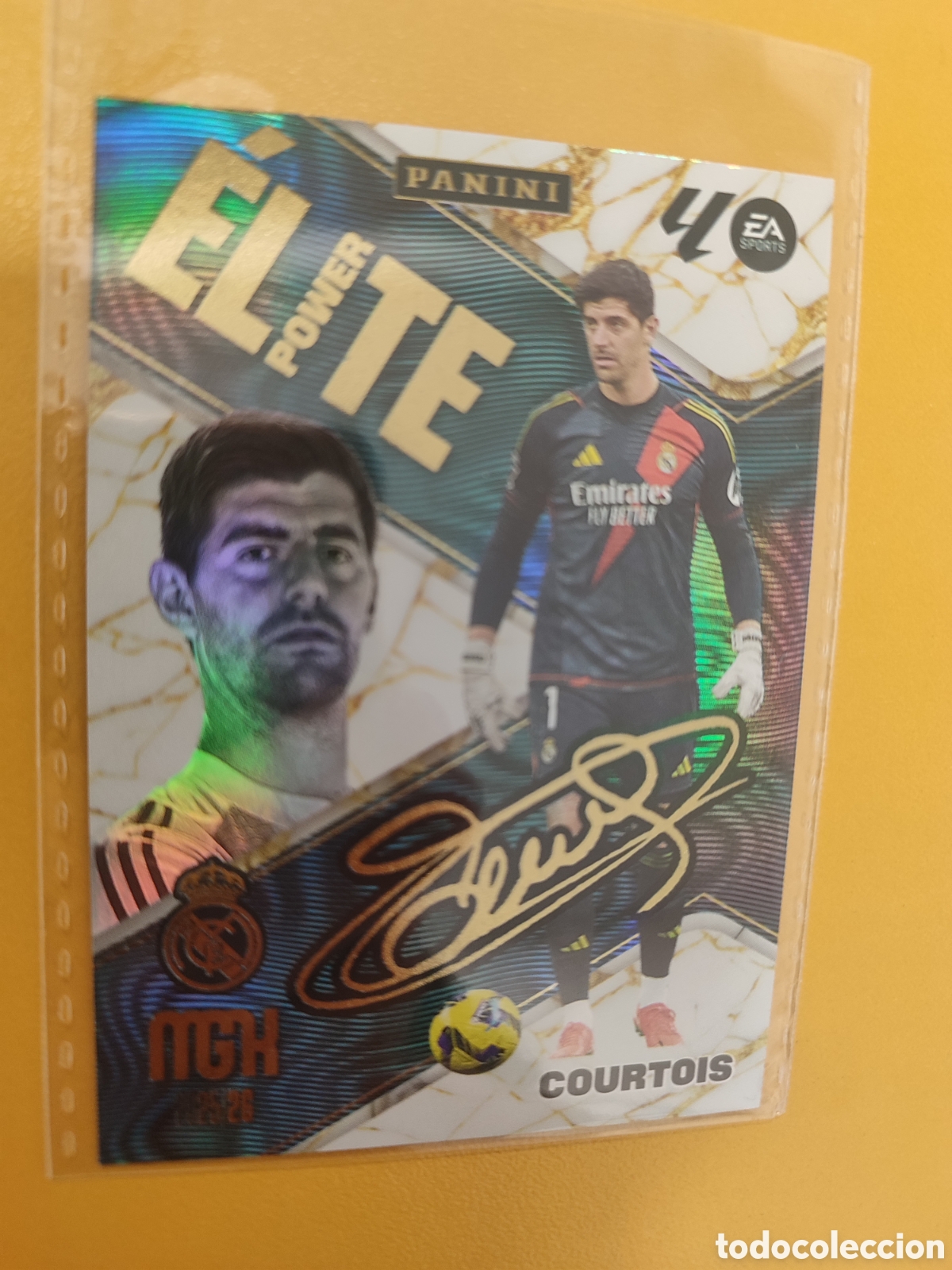 Cromos de f&uacute;tbol: Courtois &Eacute;lite Power firmado Megacraks 25/26