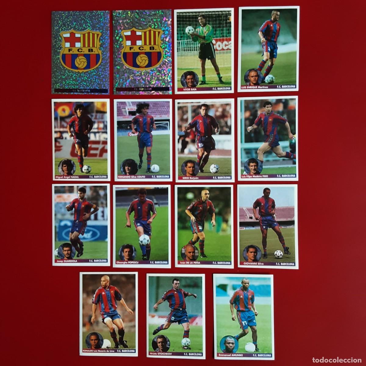 Cromos de f&uacute;tbol: EQUIPO COMPLETO BARCELONA LOS MEJORES EQUIPOS DE EUROPA 1996/97 PANINI-NUNCA PEGADO-RONALDO NAZARIO