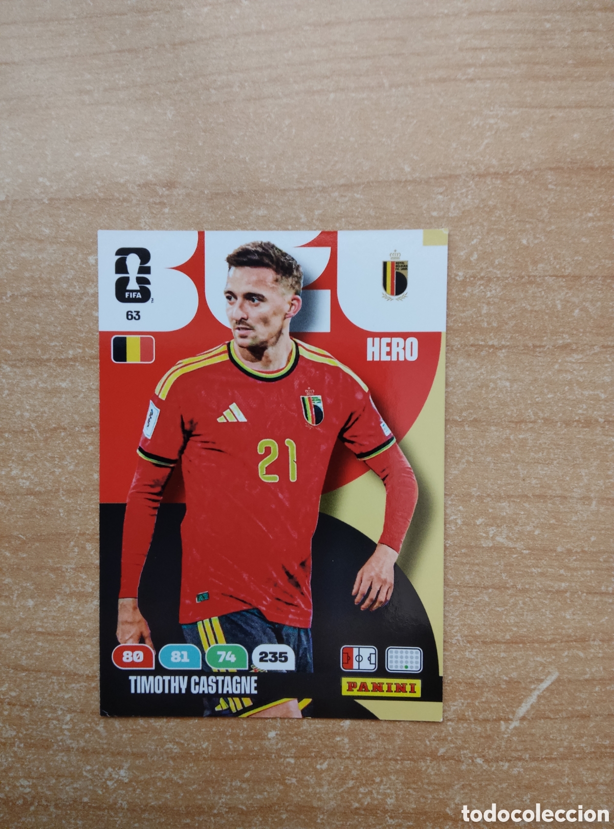 Cromos de f&uacute;tbol: 63 TIMOTHY CASTAGNE BELGICA ADRENALYN XL MUNDIAL 2026