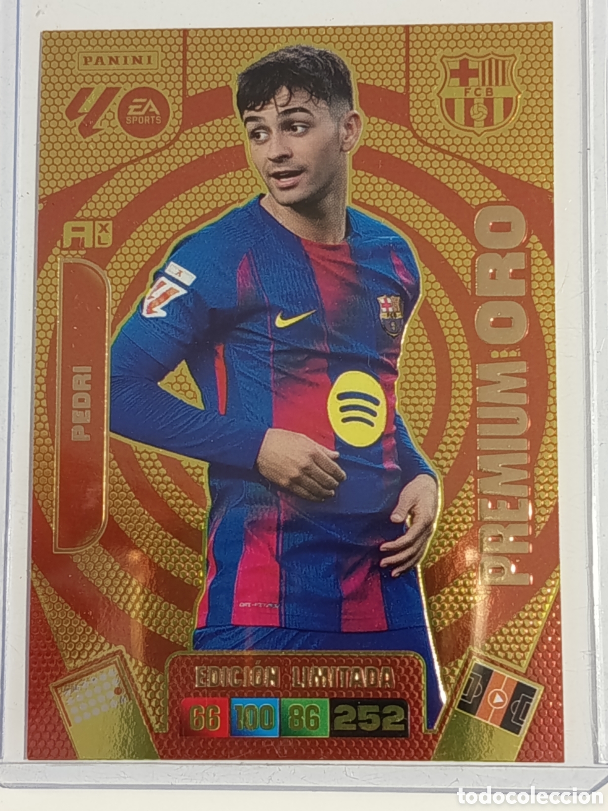 Cromos de f&uacute;tbol: Pedri premium oro Adrenalyn 2025-2026