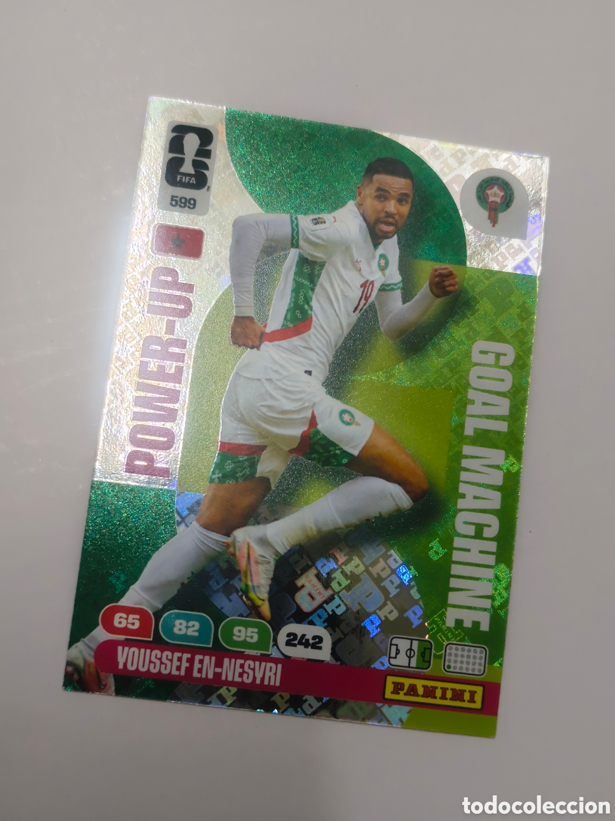 Cromos de f&uacute;tbol: 599 Youssef En-Nesyri - Power-Up Goal Machine (Marruecos)