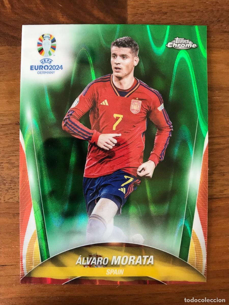 Cromos de f&uacute;tbol: ALVARO MORATA - ESPA&Ntilde;A - GREEN RAYWAVE REFRACTOR - TOPPS CHROME UEFA EURO 2024 24