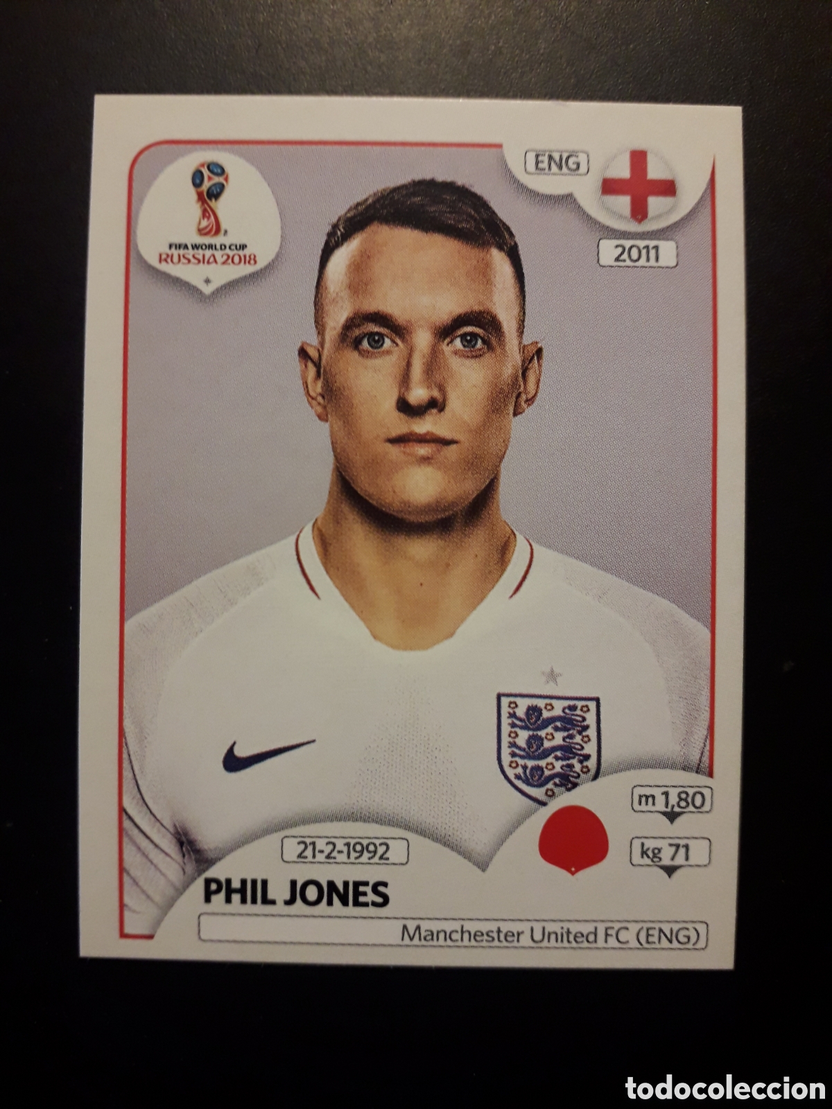 Cromos de f&uacute;tbol: PHIL JONES, INGLATERRA MUNDIAL F&Uacute;TBOL RUSIA RUSSIA 2018 N&deg; 581 PANINI SIN PEGAR PEDIDO M&Iacute;NIMO 3&euro;