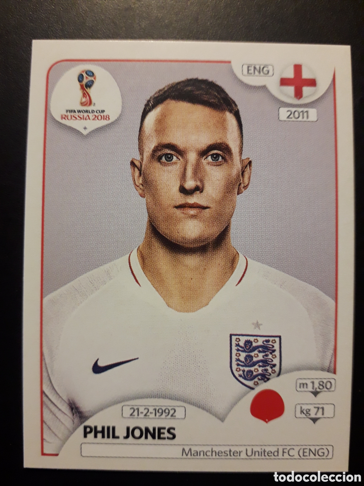 Cromos de f&uacute;tbol: PHIL JONES, INGLATERRA MUNDIAL F&Uacute;TBOL RUSIA RUSSIA 2018 N&deg; 581 PANINI SIN PEGAR PEDIDO M&Iacute;NIMO 3&euro;