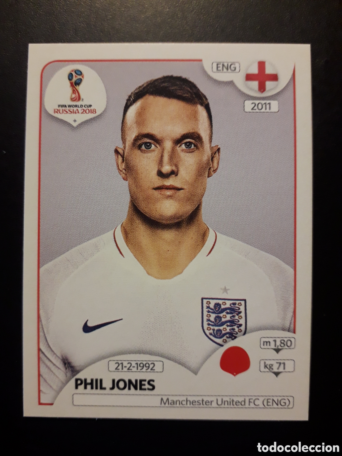 Cromos de f&uacute;tbol: PHIL JONES, INGLATERRA MUNDIAL F&Uacute;TBOL RUSIA RUSSIA 2018 N&deg; 581 PANINI SIN PEGAR PEDIDO M&Iacute;NIMO 3&euro;