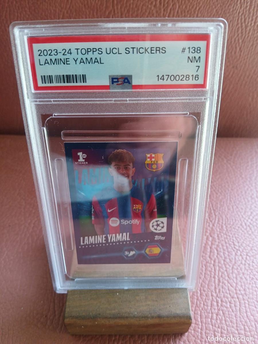Cromos de f&uacute;tbol: 23-24 TOPPS UCL STICKERS. LAMINE YAMAL ROOKIE PSA7