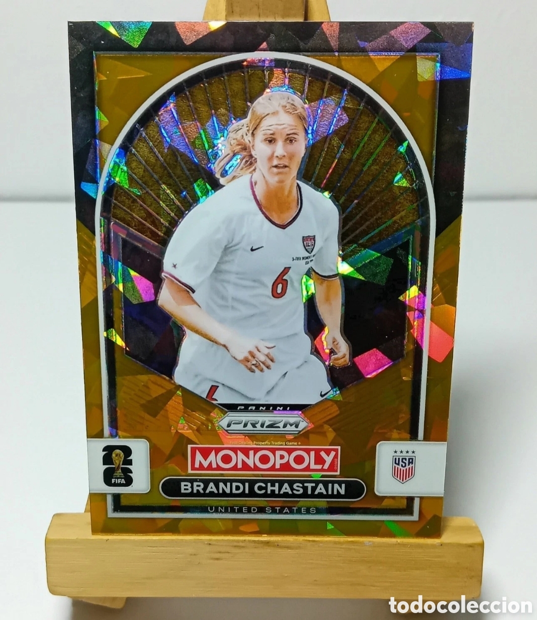 Cromos de f&uacute;tbol: BRANDI CHASTAIN 2026 USA GOLD CRACKED ICE MONOPOLY PRIZM PANINI.