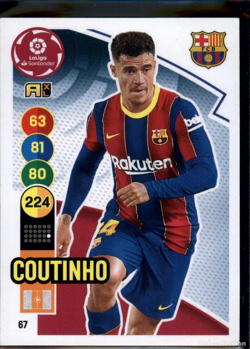 Cromos de f&uacute;tbol: Coutinho N&ordm; 67 FC Bar&ccedil;a (Barcelona) LaLiga Santander Adrenalyn XL 2020 2021 Panini 20 21