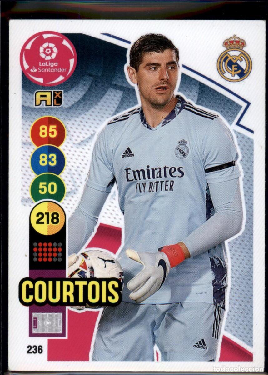 Cromos de f&uacute;tbol: Courtois N&ordm; 236 Real Madrid LaLiga Santander Adrenalyn XL 2020 2021 Panini 20 21