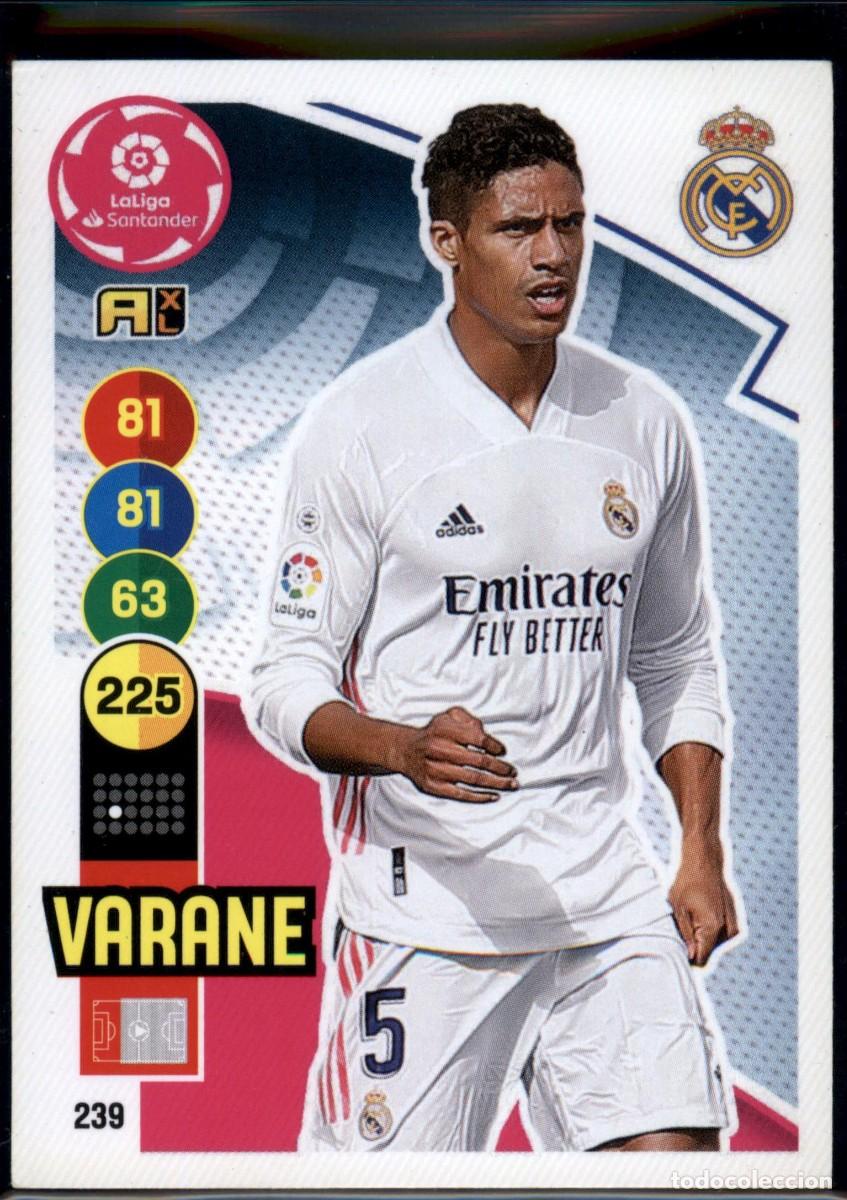 Cromos de f&uacute;tbol: Varane N&ordm; 239 Real Madrid LaLiga Santander Adrenalyn XL 2020 2021 Panini 20 21