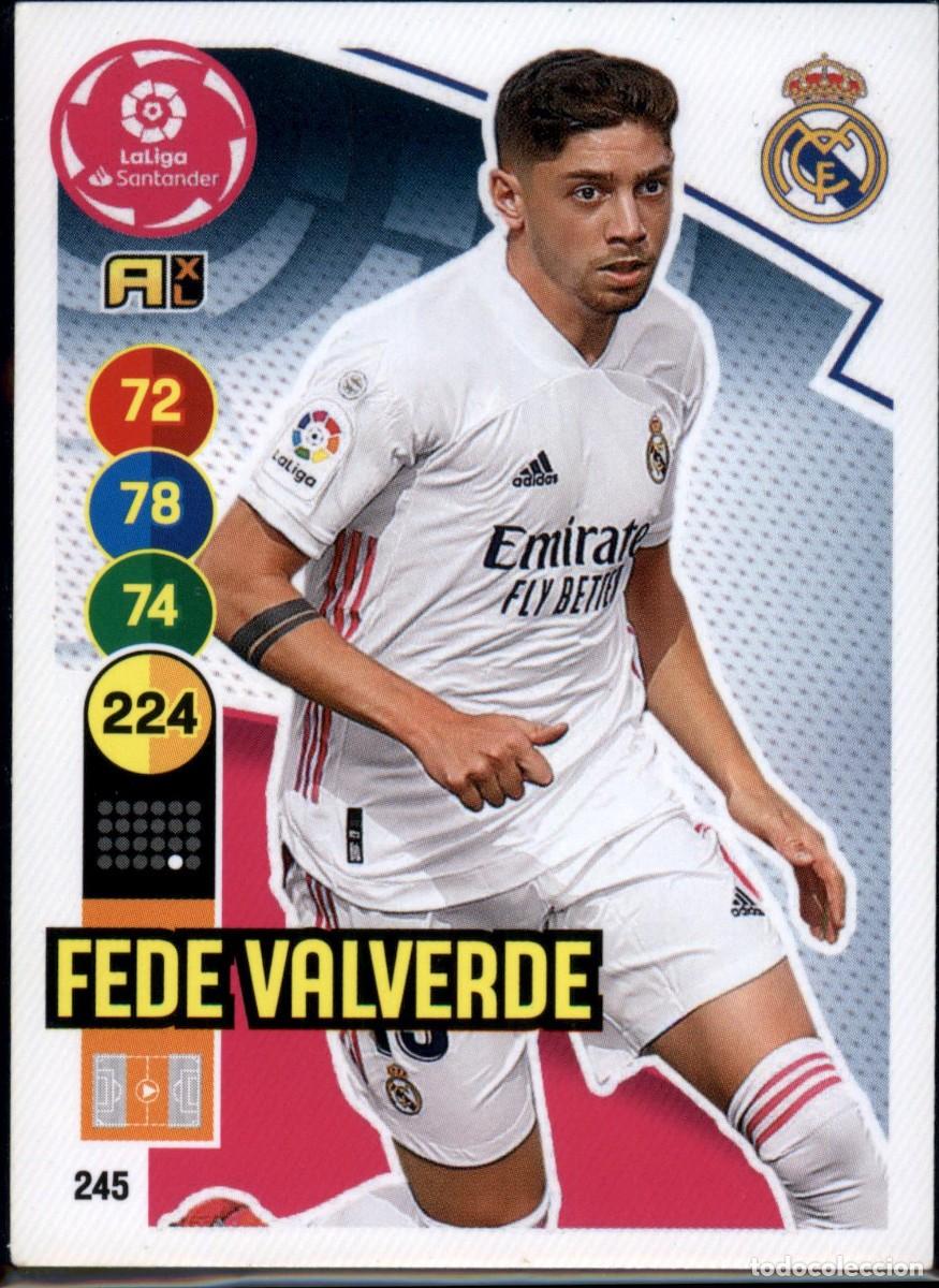 Cromos de f&uacute;tbol: Valverde N&ordm; 245 Real Madrid LaLiga Santander Adrenalyn XL 2020 2021 Panini 20 21