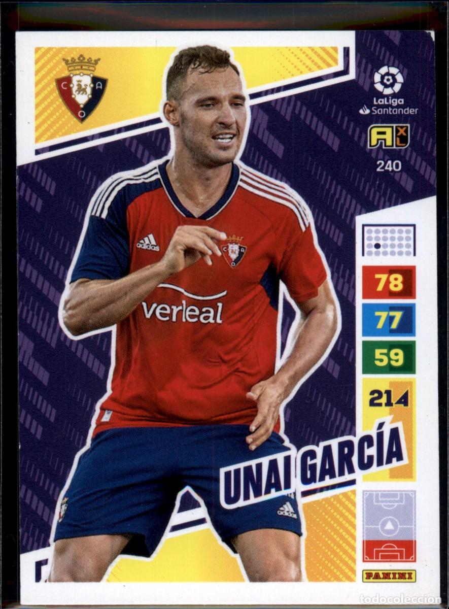 Cromos de f&uacute;tbol: Unai Garc&iacute;a N&ordm; 240 CA Osasuna La Liga Santander Adrenalyn XL 2022 2023 Panini 22 23