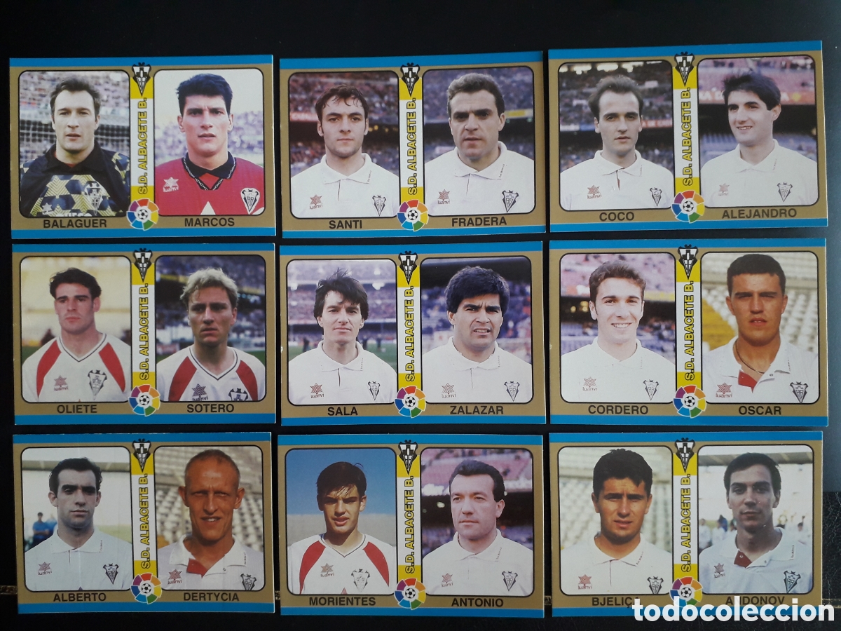 Cromos de f&uacute;tbol: 9 CROMOS ALBACETE F&Uacute;TBOL TOTAL MUNDICROMO MC 94 95 1995 EQUIPO COMPLETO MORIENTES PEDIDO M&Iacute;NIMO 3&euro;