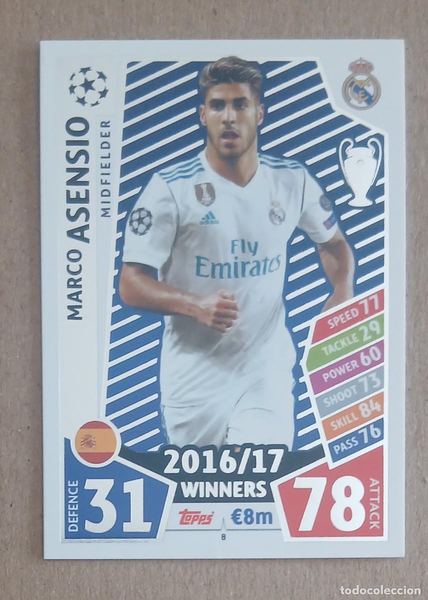 Fu&szlig;ball-Sticker: CROMO n&ordm; 8 MARCO ASENSIO REAL MADRID TOPPS MATCH ATTAX CHAMPIONS LEAGUE 2017-2018. Nuevo.