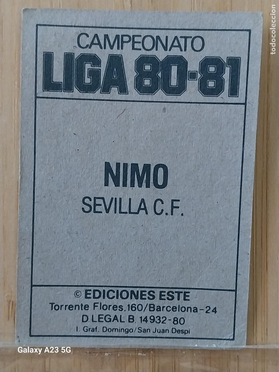 Cromos de f&uacute;tbol: NIMO SEVILLA ED ESTE LIGA 1980 80 81 CROMO SIN PEGAR NUNCA ORIGINAL **