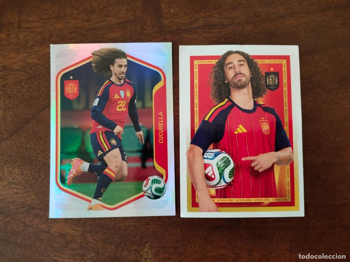 Cromos de f&uacute;tbol: 2 cromos de Cucurella. 27 y 28. Mundial 2026. Carrefour.