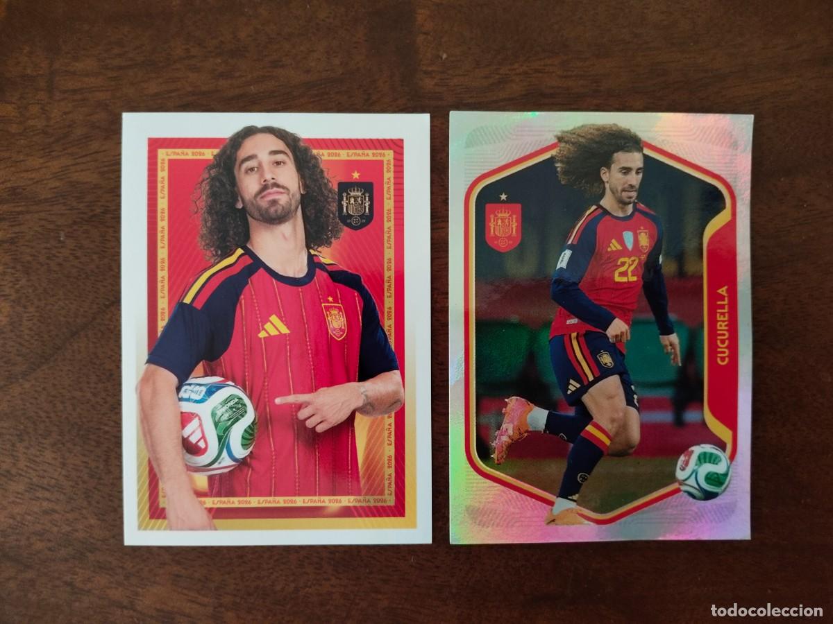 Cromos de f&uacute;tbol: 2 cromos de Cucurella. 27 y 28. Mundial 2026. Carrefour.