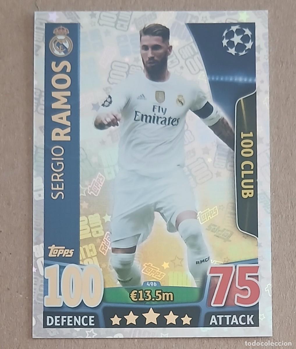 Cromos de f&uacute;tbol: CROMO n&ordm; 496 SERGIO RAMOS 100 CLUB TOPPS MATCH ATTAX CHAMPIONS 2015-2016. Nuevo.