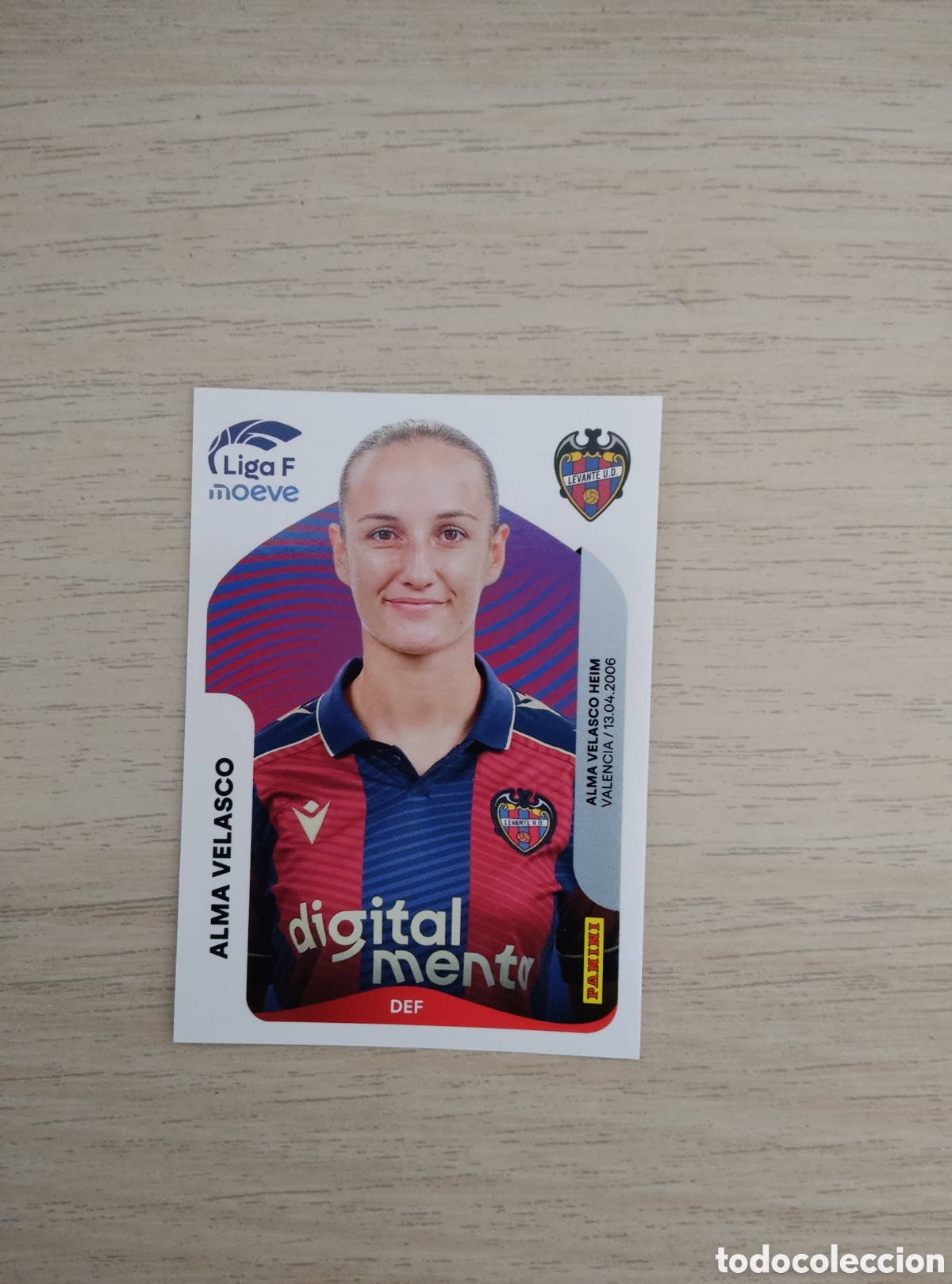 Cromos de f&uacute;tbol: 229 ALMA VELASCO LEVANTE LIGA F 2025 2026