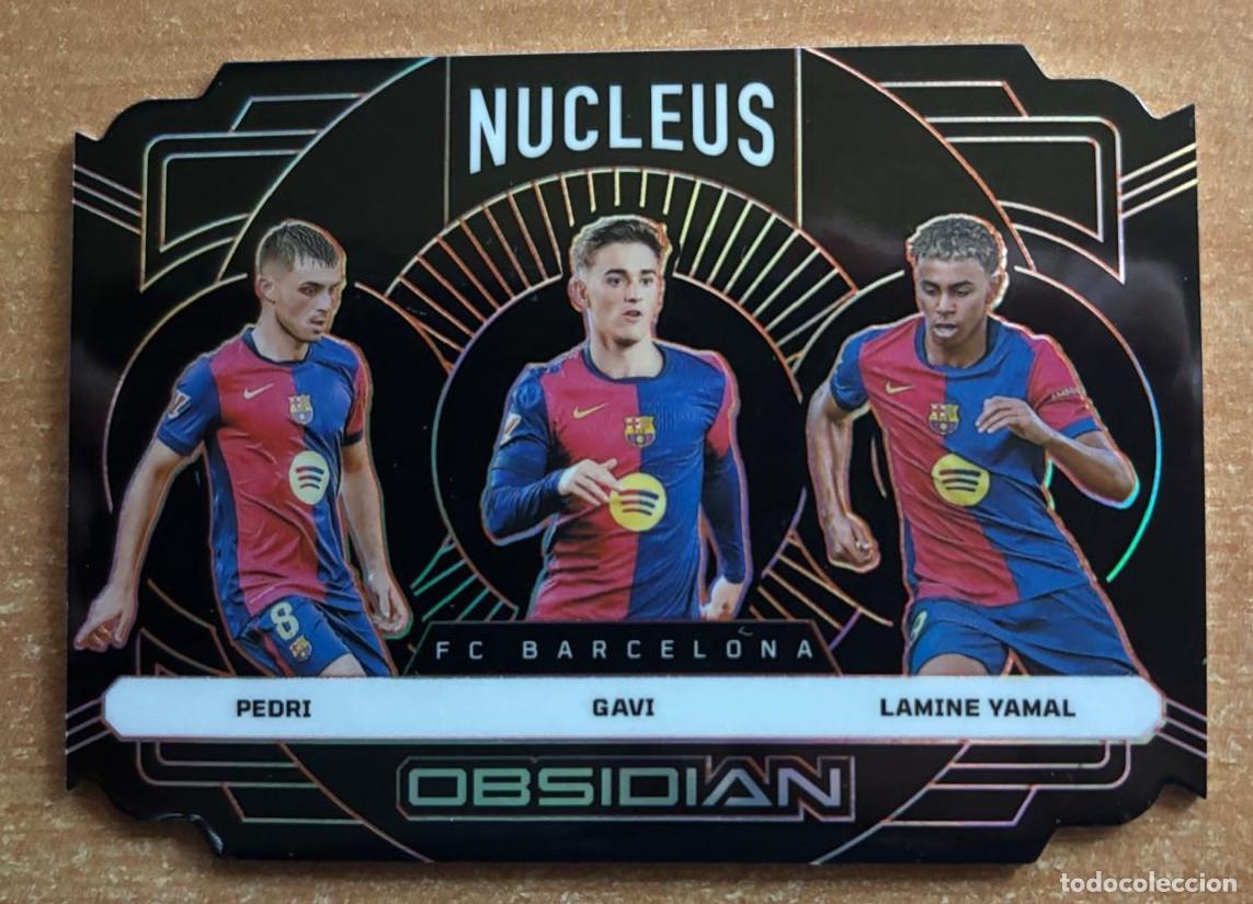 Cromos de f&uacute;tbol: PANINI OBSIDIAN SOCCER 2024-2025 PEDRI-GAVI-LAMINE YAMAL (FC BARCELONA) NUMERADA /750
