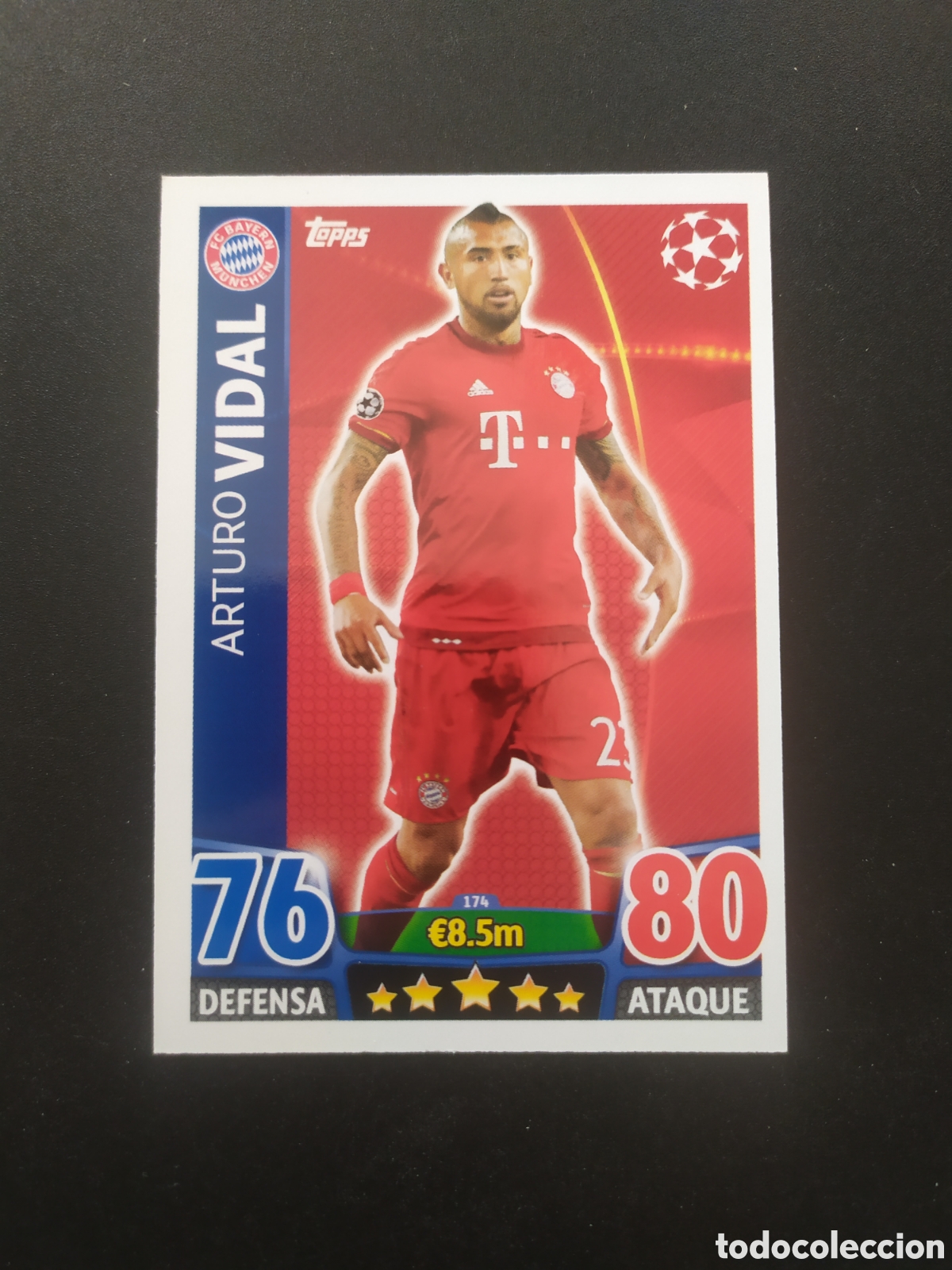 Cromos de f&uacute;tbol: UEFA Champions match attax topps 2015 2016 15 16 Arturo Vidal n&deg; 174 Bayern Munich