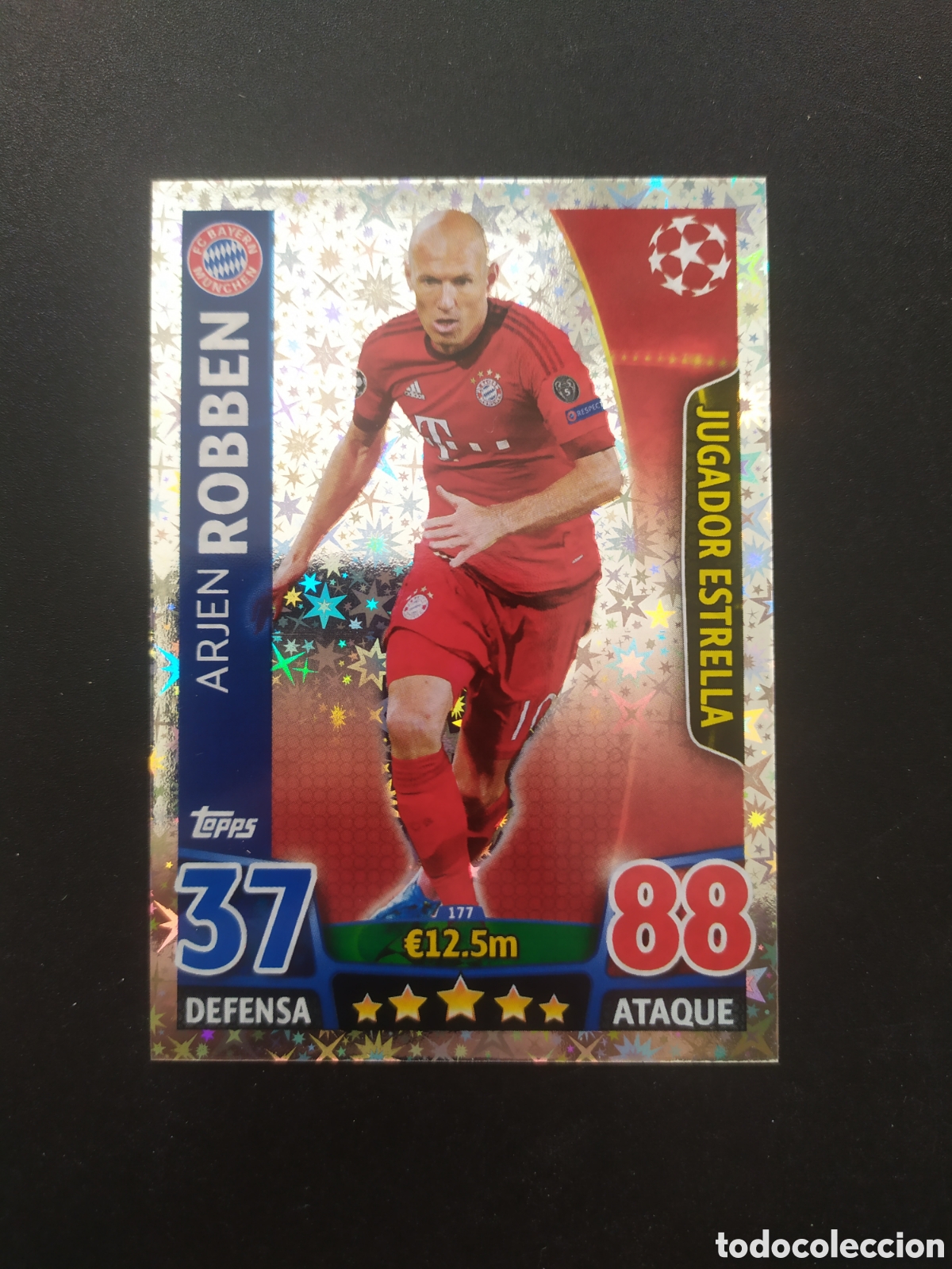 Cromos de f&uacute;tbol: UEFA Champions match attax topps 2015 2016 15 16 Robben jugador estrella n&deg; 177 Bayern Munich