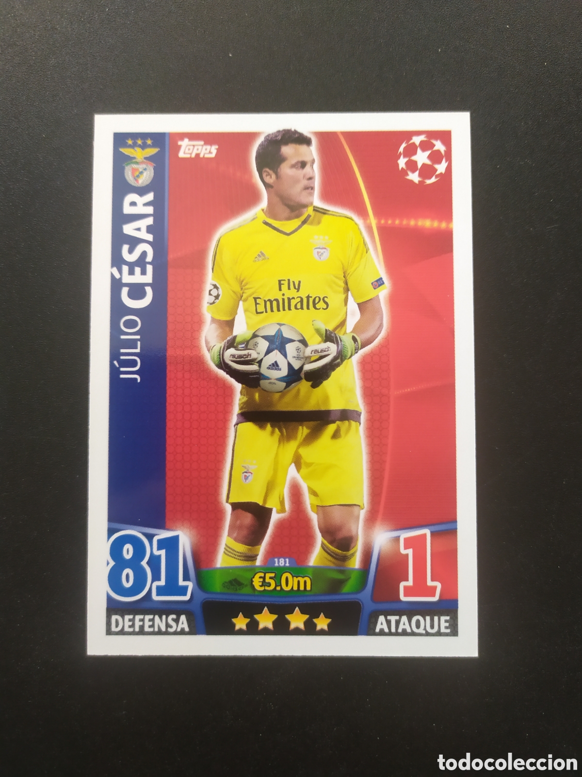 Cromos de f&uacute;tbol: UEFA Champions match attax topps 2015 2016 15 16 Julio Cesar n&deg; 181 Benfica