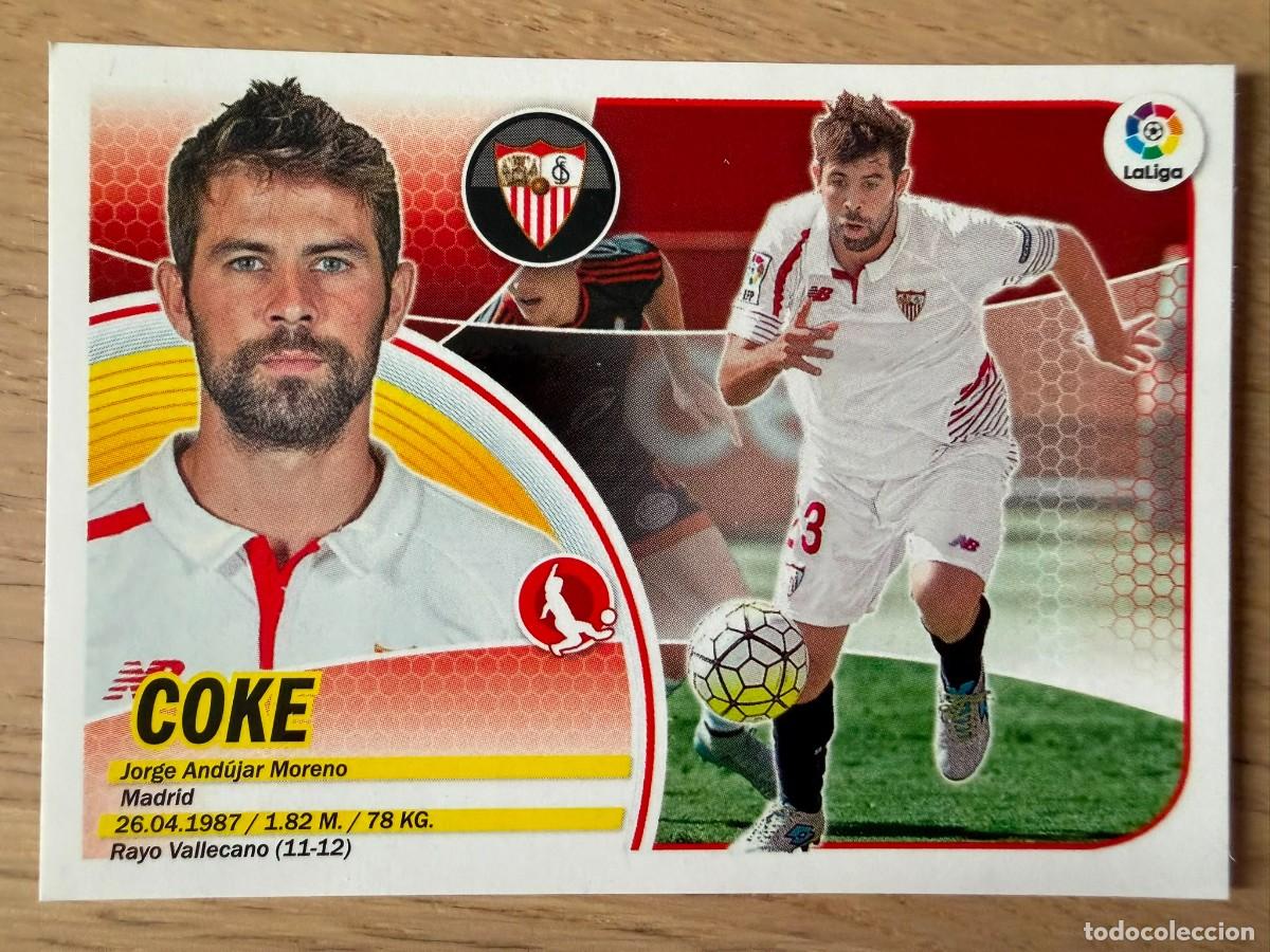 Cromos de f&uacute;tbol: 4 COKE LOGO SOLO LIGA SEVILLA 16 17 2016 2017 LIGA SANTANDER COLECCIONES ESTE SIN PEGAR STICKER