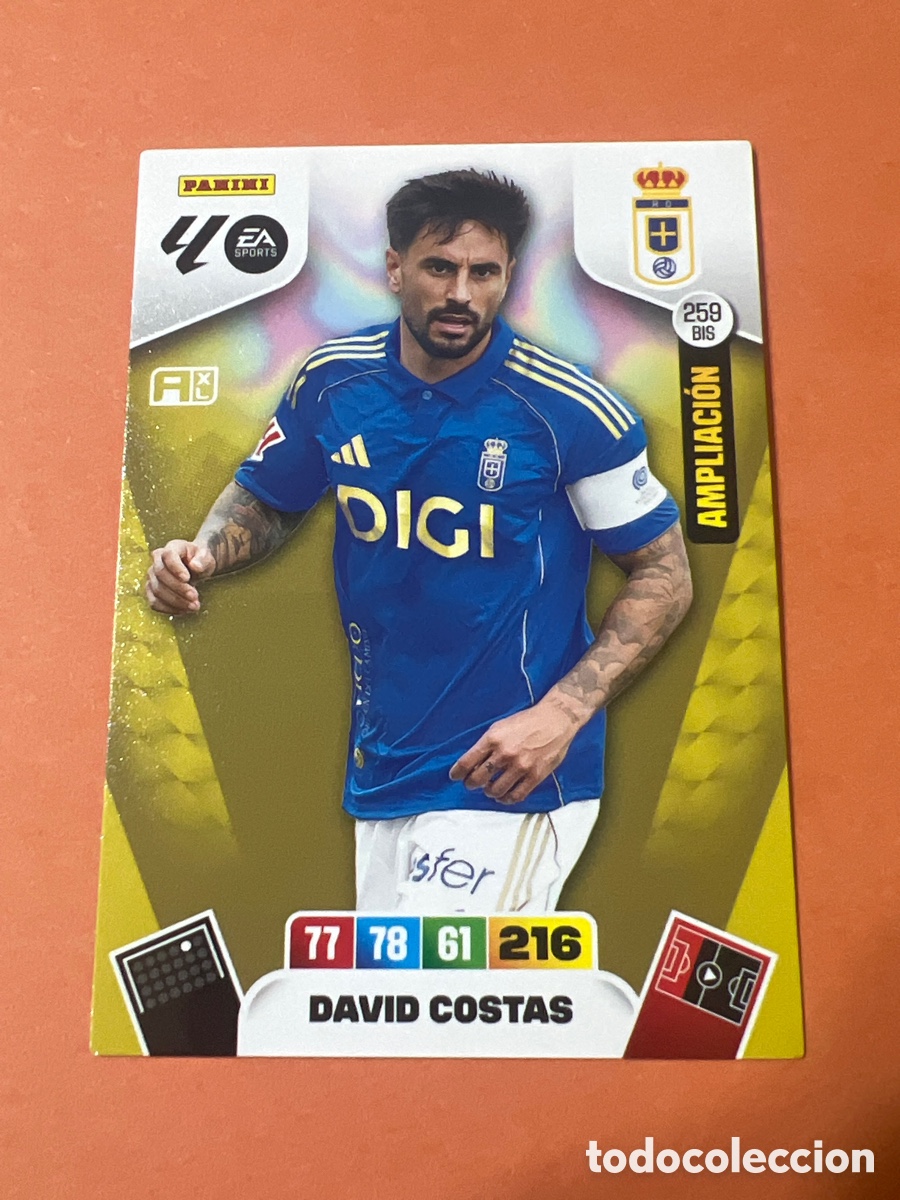 Cromos de f&uacute;tbol: E280. David costas ampliacion n&uacute;mero 259 Bis Del Oviedo cromo adrenalyn XL 25-26 2025-2026