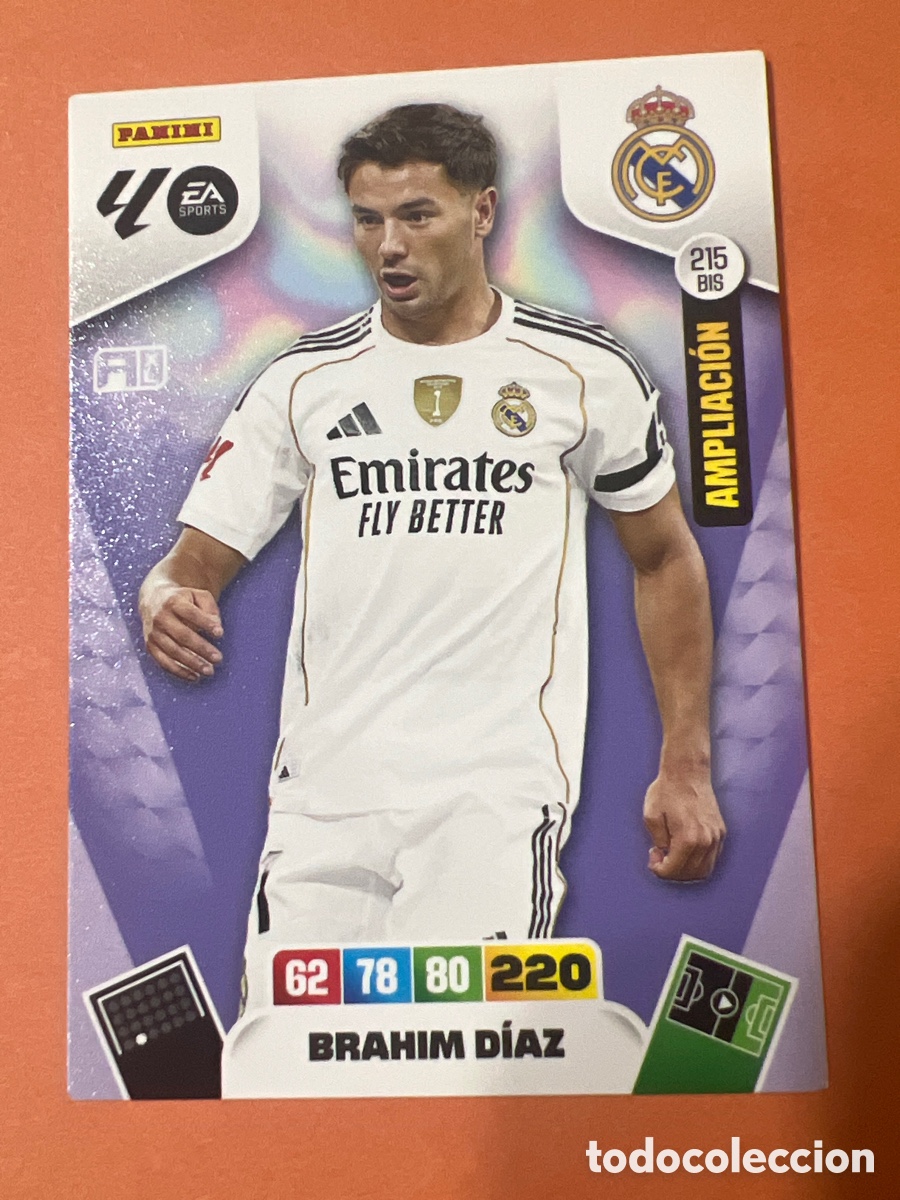 Cromos de f&uacute;tbol: E286. CROMO DE FUTBOL 215 BIS BRAHIM DIAZ REAL MADRID POCKET BOX PLATINUM ADRENALYN XL 2025 2026