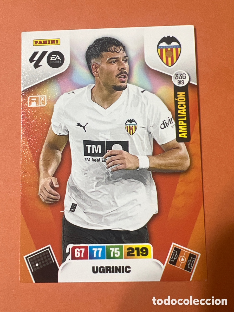 Cromos de f&uacute;tbol: E287. Ugrinic ampliacion n&uacute;mero 336 Bis del Valencia cromo adrenalyn XL 25-26 2025-2026